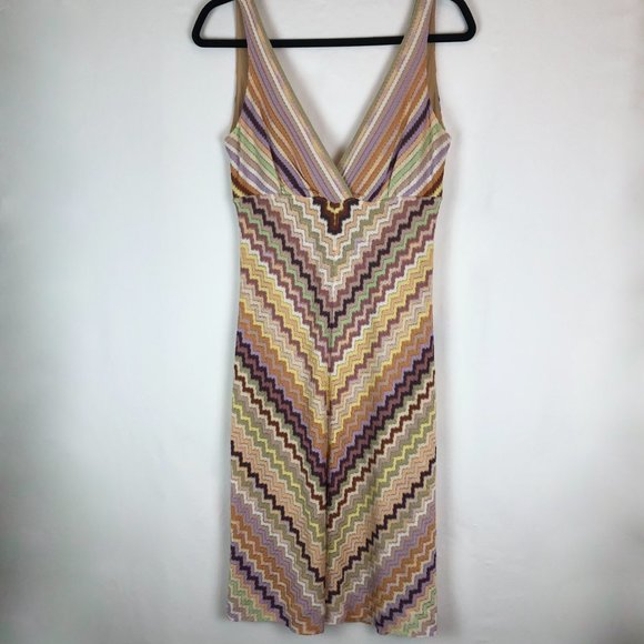 Missoni Orange Label V-Neck Zigzag Knit Dress - Picture 7 of 15